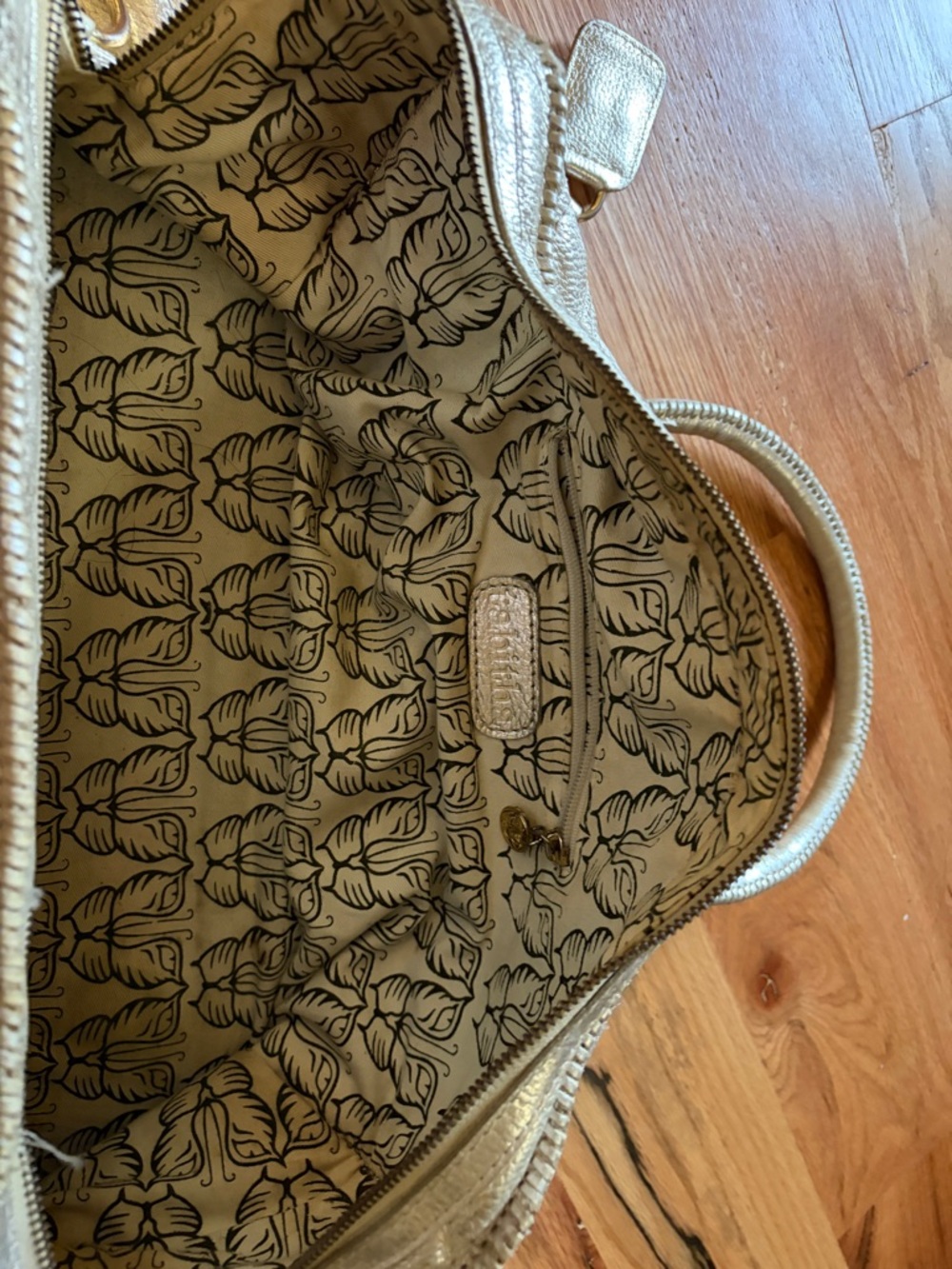 Tabitha Metallic Gold Quilted Satchel Leather - Picture 5 of 6